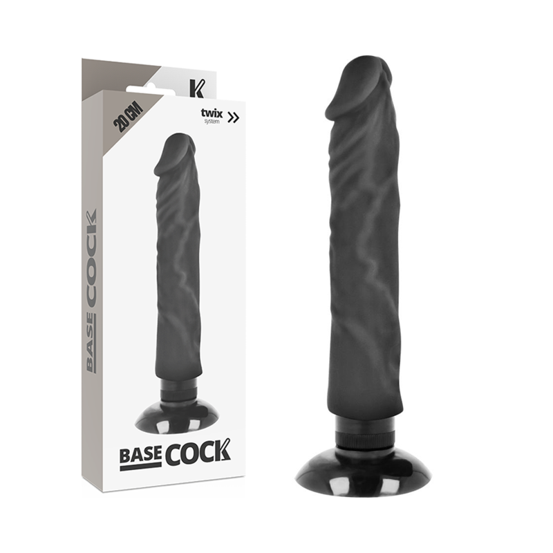 Imagen que nos facilita BASECOCK de su producto erótico BASECOCK - VIBRADOR REALÍSTICO 2-1 NATURAL NEGRO 20 CM -O- 4 CM para nuestra categoría "JUGUETES BIENESTAR |Vibradores|Vibradores Realisticos".