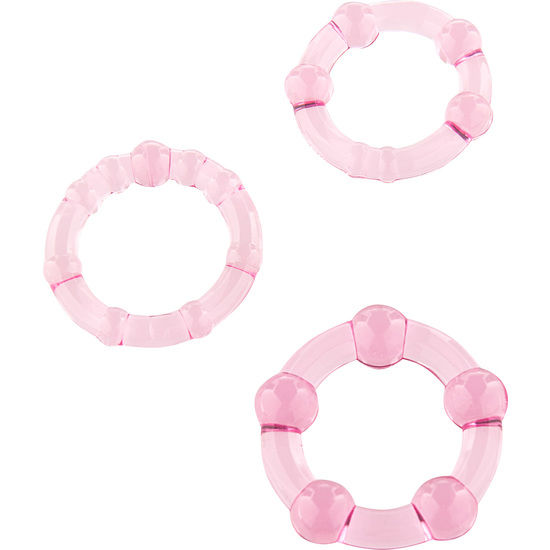 Imagen que nos facilita SEVEN CREATIONS de su producto erótico SEVEN CREATIONS - JUEGO TRES ANILLOS PENE ROSA para nuestra categoría "JUGUETES BIENESTAR |Juguetes para Hombres|Accesorios para el pene".