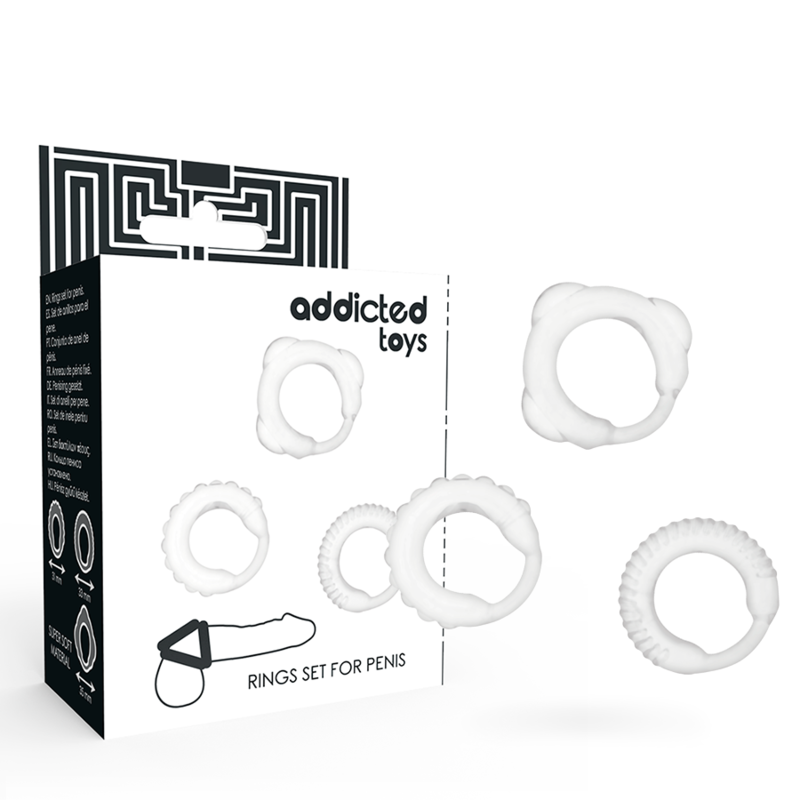 Imagen que nos facilita ADDICTED TOYS de su producto erótico ADDICTED TOYS - SET 3 ANILLOS PENE CLEAR para nuestra categoría "JUGUETES BIENESTAR |Juguetes para Hombres|Accesorios para el pene|Anillos Pene|Anillos sin vibración".