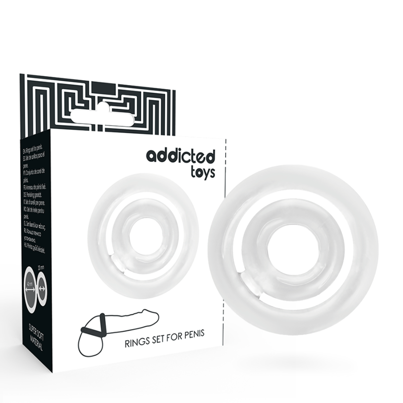 Imagen que nos facilita ADDICTED TOYS de su producto erótico ADDICTED TOYS - POTENZ SET ANILLOS PENE CLEAR para nuestra categoría "JUGUETES BIENESTAR |Juguetes para Hombres|Accesorios para el pene|Anillos Pene|Anillos sin vibración".
