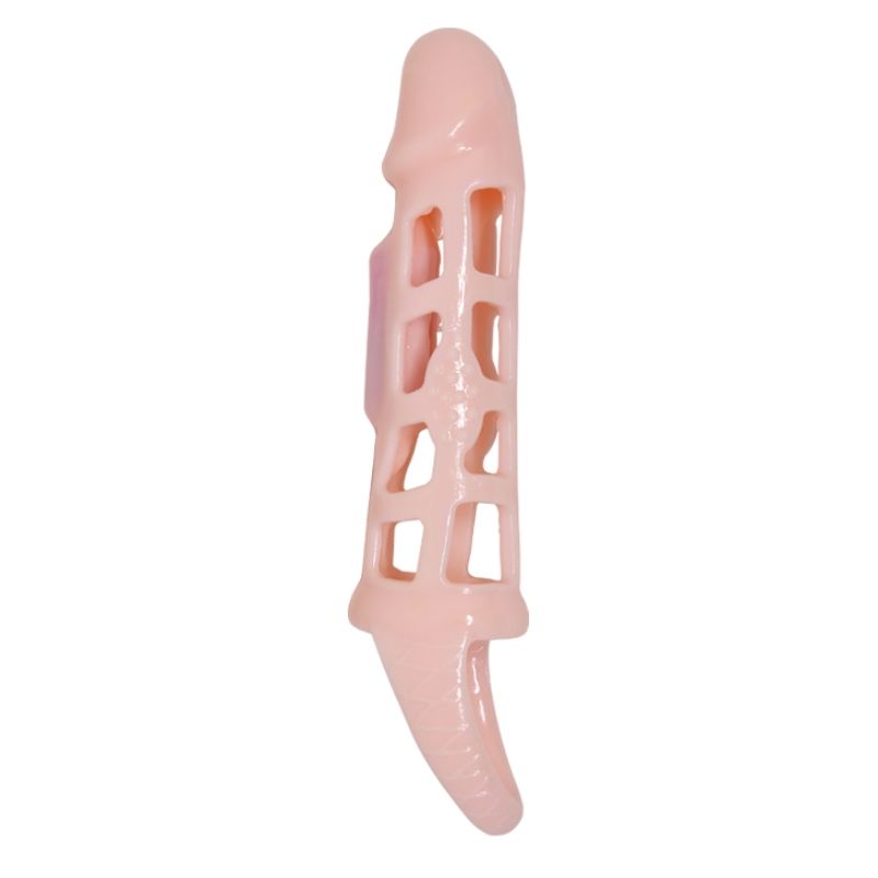 Imagen que nos facilita BAILE FOR HIM de su producto erótico BAILE - FUNDA EXTENSORA PENE CON VIBRACIÓN Y STRAP NATURAL 13.5 CM para nuestra categoría "JUGUETES BIENESTAR |Juguetes para Hombres|Accesorios para el pene|Fundas Pene sin extensión".