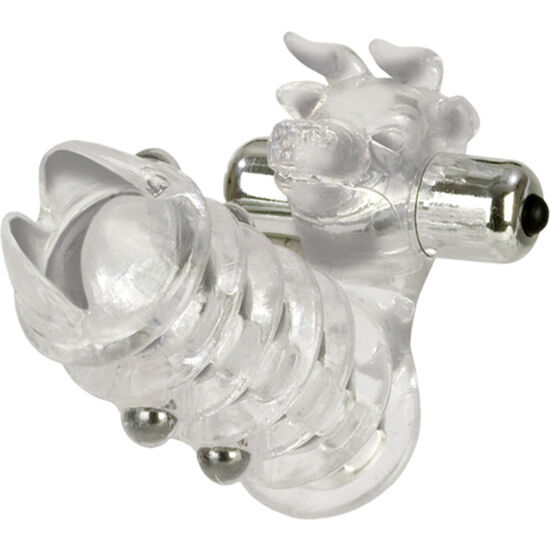 Imagen que nos facilita CALEXOTICS de su producto erótico CALEXOTICS - FUNDA PENE CON VIBRADOR PARA CLITORIS para nuestra categoría "JUGUETES BIENESTAR |Juguetes para Hombres|Accesorios para el pene|Anillos Pene|Anillos con Vibración".