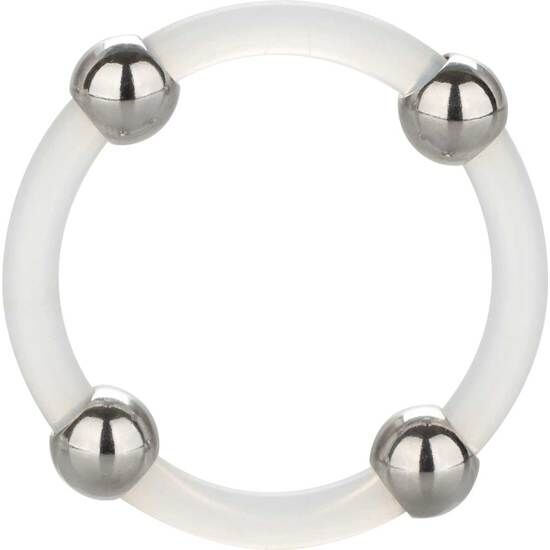 Imagen que nos facilita CALEXOTICS de su producto erótico CALEXOTICS - ANILLO DE SILICONA CON CUENTAS DE ACERO TALLA L para nuestra categoría "JUGUETES BIENESTAR |Juguetes para Hombres|Accesorios para el pene|Anillos Pene|Anillos sin vibración".
