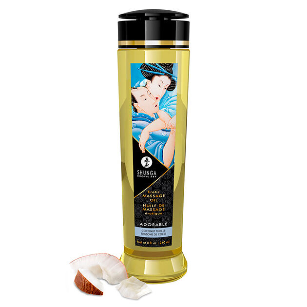 Imagen que nos facilita SHUNGA OILS de su producto erótico SHUNGA - ACEITE DE MASAJE ERÓTICO ADORABLE 240 ML para nuestra categoría "DROGUERÍA |Para Masajes|Aceites con Sabores".