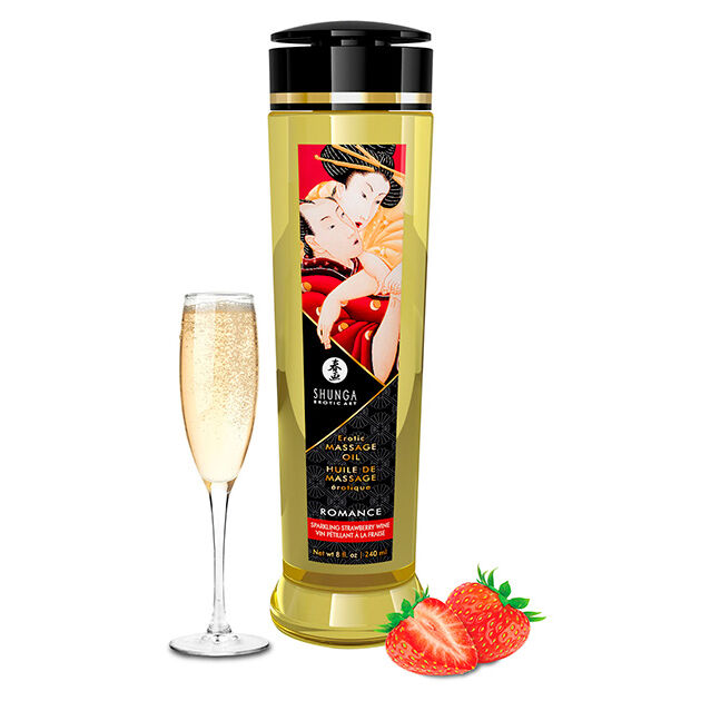 Imagen que nos facilita SHUNGA OILS de su producto erótico SHUNGA - ACEITE DE MASAJE ERÓTICO ROMANCE 240 ML para nuestra categoría "DROGUERÍA |Para Masajes|Aceites con Sabores".
