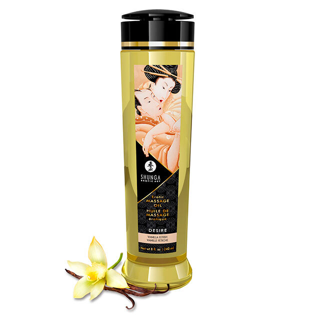 Imagen que nos facilita SHUNGA OILS de su producto erótico SHUNGA - ACEITE DE MASAJE ERÓTICO DESEO 240 ML para nuestra categoría "DROGUERÍA |Para Masajes|Aceites con Sabores".