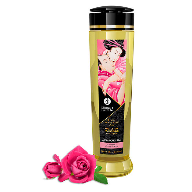 Imagen que nos facilita SHUNGA OILS de su producto erótico SHUNGA - ACEITE DE MASAJE ERÓTICO APHRODISIA 240 ML para nuestra categoría "DROGUERÍA |Para Masajes|Aceites con Sabores".
