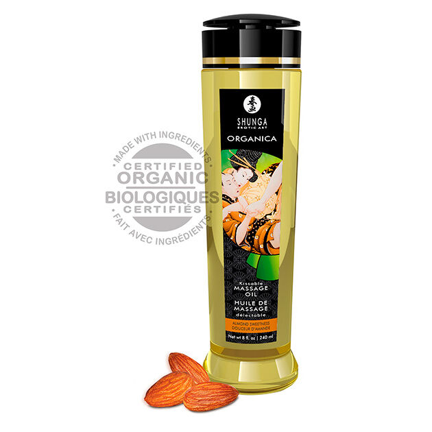 Imagen que nos facilita SHUNGA OILS de su producto erótico SHUNGA - ACEITE DE MASAJE ORGÁNICO ALMENDRA 240 ML para nuestra categoría "DROGUERÍA |Para Masajes|Aceites sin sabores".