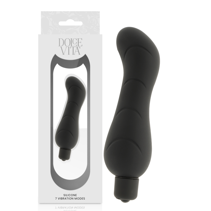 Imagen que nos facilita DOLCE VITA de su producto erótico DOLCE VITA - G-SPOT VIBRADOR SILICONA NEGRO para nuestra categoría "JUGUETES BIENESTAR |Vibradores|Vibradores Punto G".