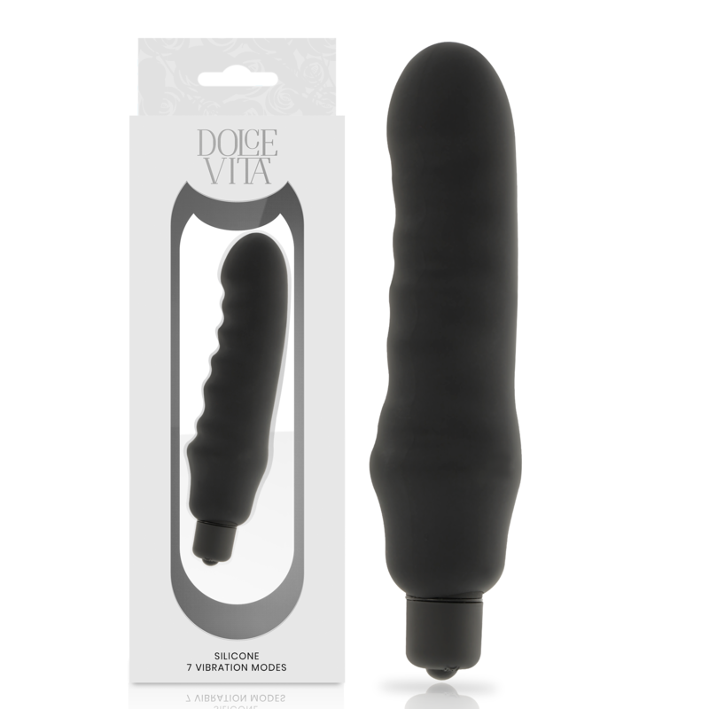 Imagen que nos facilita DOLCE VITA de su producto erótico DOLCE VITA - GENIUS VIBRADOR SILICONA NEGRO para nuestra categoría "JUGUETES BIENESTAR |Juguetes para Mujeres|Estimuladores|Para Clítoris".