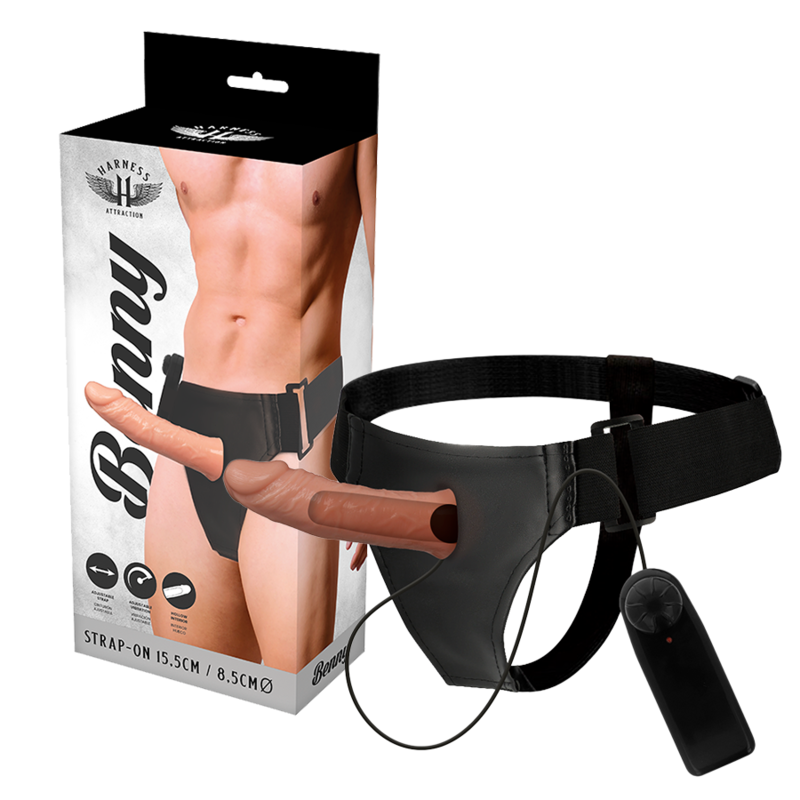 Imagen que nos facilita HARNESS ATTRACTION de su producto erótico HARNESS ATTRACTION - ARNÉS  HUECO BENNY CON VIBRADOR 15 CM -O- 4.5 CM para nuestra categoría "JUGUETES BIENESTAR |Juguetes para Hombres|Accesorios para el pene|Extensor pene con Arnés".