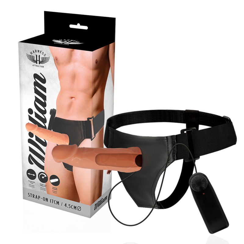 Imagen que nos facilita HARNESS ATTRACTION de su producto erótico HARNESS ATTRACTION - ARNÉS  HUECO WILLIAN CON VIBRADOR 17 CM -O- 4.5 CM para nuestra categoría "JUGUETES BIENESTAR |Juguetes para Hombres|Accesorios para el pene|Extensor pene con Arnés".