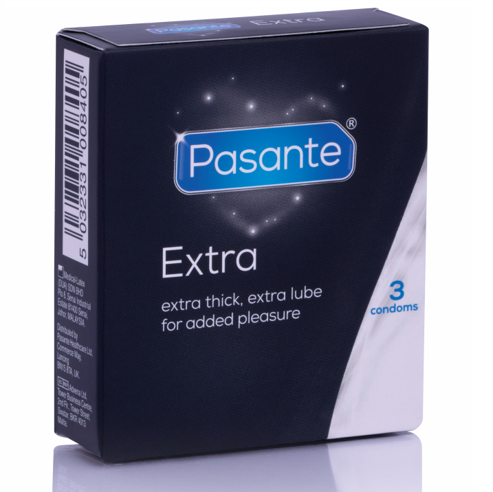 Imagen que nos facilita PASANTE de su producto erótico PASANTE - EXTRA PRESERVATIVO EXTRA GRUESOS 3 UNIDADES para nuestra categoría "PRESERVATIVOS |Extra Seguros".