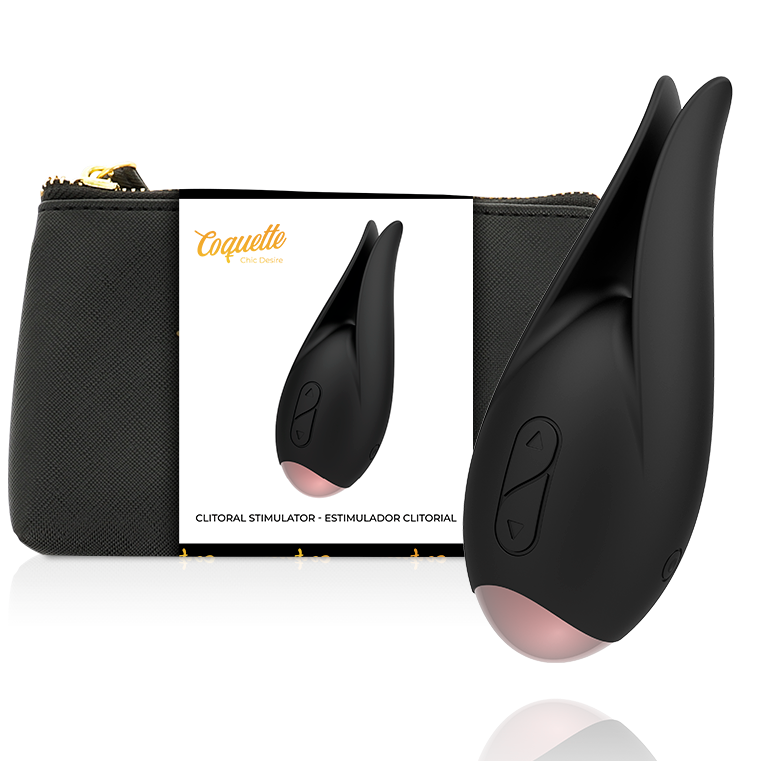 Imagen que nos facilita COQUETTE TOYS de su producto erótico COQUETTE CHIC DESIRE - ESTIMULADOR CLÍTORIS NEGRO / GOLD FLOR para nuestra categoría "JUGUETES BIENESTAR |Juguetes para Mujeres|Estimuladores".