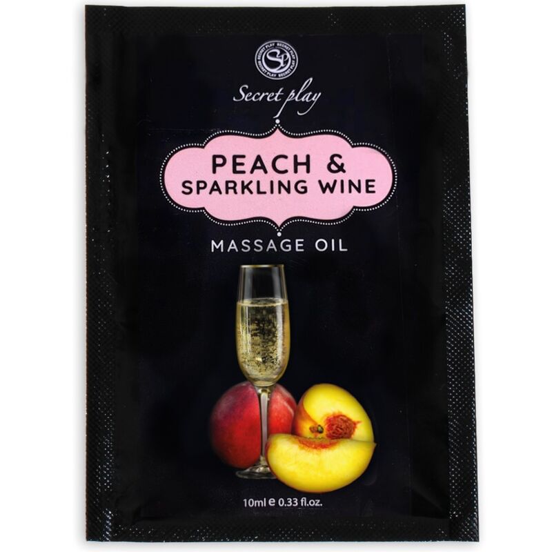 Imagen que nos facilita SECRETPLAY COSMETIC de su producto erótico SECRETPLAY - MONODOSIS ACEITE MASAJE MELOCOTÓN Y CAVA 10 ML para nuestra categoría "DROGUERÍA |Para Masajes|Aceites con Sabores".
