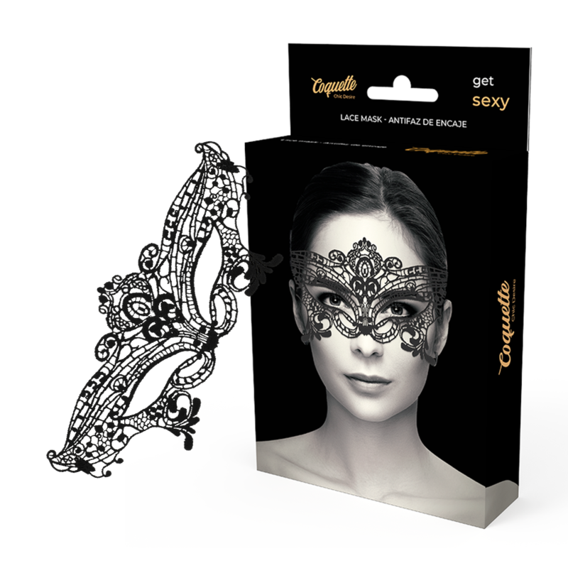 Imagen que nos facilita COQUETTE ACCESSORIES de su producto erótico COQUETTE CHIC DESIRE - ANTIFAZ ENCAJE NEGRO ANCHO para nuestra categoría "BDSM & BONDAGE |Bondage|Máscaras".