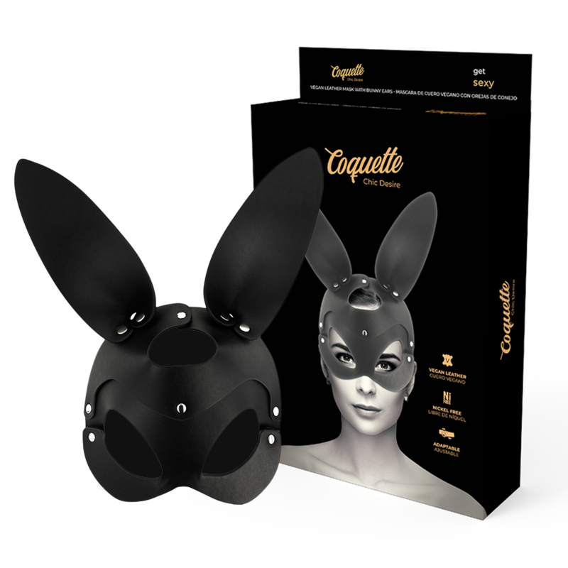 Imagen que nos facilita COQUETTE ACCESSORIES de su producto erótico COQUETTE CHIC DESIRE - MASCARA CUERO VEGANO CON OREJAS DE CONEJO para nuestra categoría "BDSM & BONDAGE |Bondage|Máscaras".