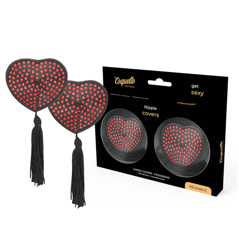 Imagen que nos facilita COQUETTE ACCESSORIES de su producto erótico COQUETTE CHIC DESIRE - CUBRE PEZONES ROJO / NEGRO para nuestra categoría "MODA & LENCERÍA|Lencería Mujer|Accesorios|Pezoneras".