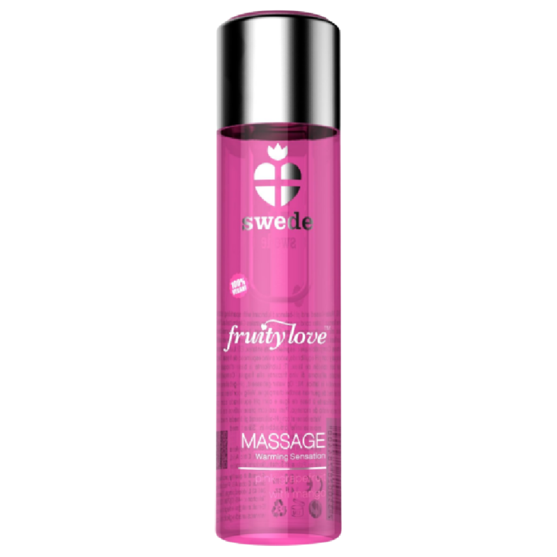 Imagen que nos facilita SWEDE de su producto erótico SWEDE - FRUITY LOVE ACEITE EFECTO CALOR FRAMBUESA Y RUIBARBO 120 ML para nuestra categoría "DROGUERÍA |Para Masajes|Con efecto calor".