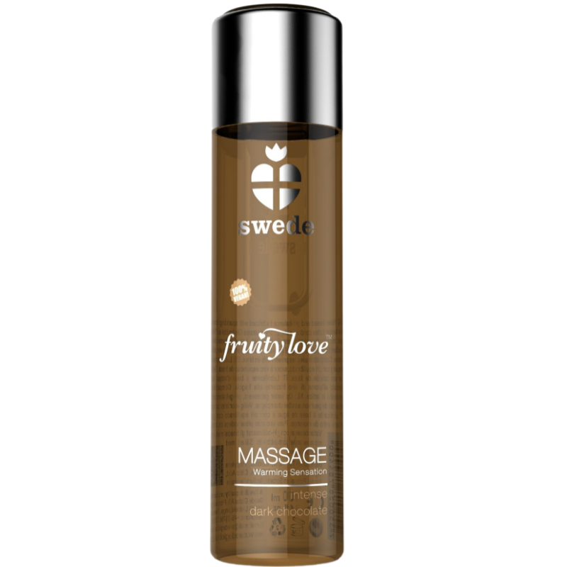 Imagen que nos facilita SWEDE de su producto erótico SWEDE - FRUITY LOVE ACEITE EFECTO CALOR CHOCOLATE NEGRO 120 ML para nuestra categoría "DROGUERÍA |Para Masajes|Con efecto calor".