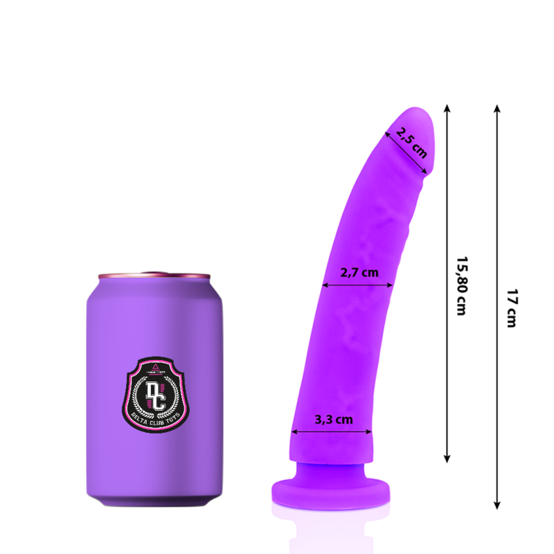 Imagen que nos facilita DELTACLUB de su producto erótico DELTA CLUB - DILDO REALISTA LILA SILICONA MEDICA 17 CM -O- 3 CM para nuestra categoría "JUGUETES BIENESTAR |Dildos sin Vibración|Penes realisticos".