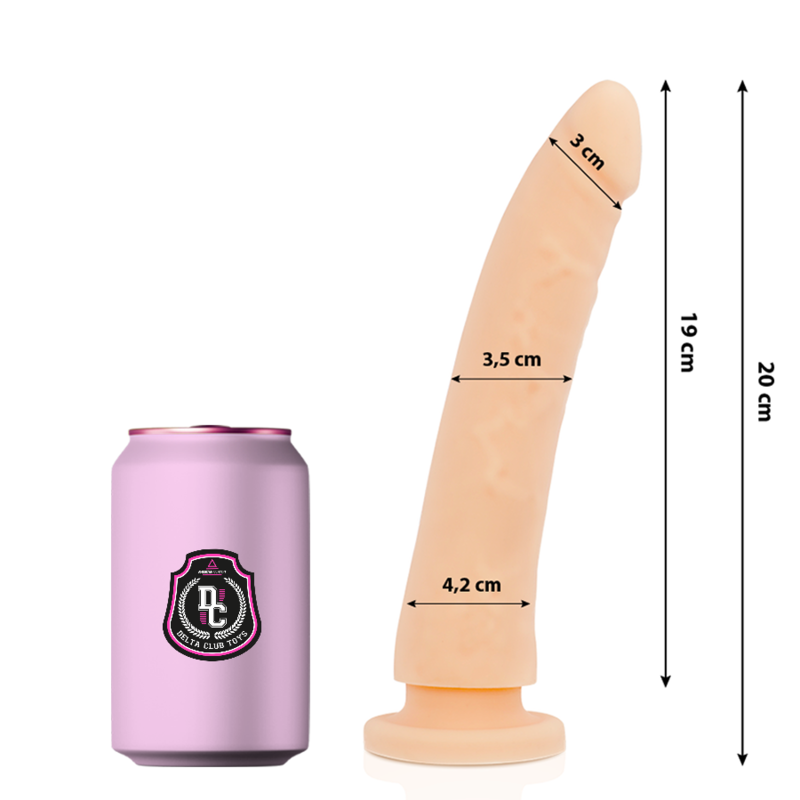 Imagen que nos facilita DELTACLUB de su producto erótico DELTA CLUB - DILDO REALISTA NATURAL SILICONA MEDICA 20 CM -O- 4 CM para nuestra categoría "JUGUETES BIENESTAR |Dildos sin Vibración|Penes realisticos".