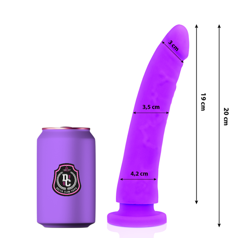 Imagen que nos facilita DELTACLUB de su producto erótico DELTA CLUB - DILDO REALISTA LILA SILICONA MEDICA 20 CM -O- 4 CM para nuestra categoría "JUGUETES BIENESTAR |Dildos sin Vibración|Penes realisticos".