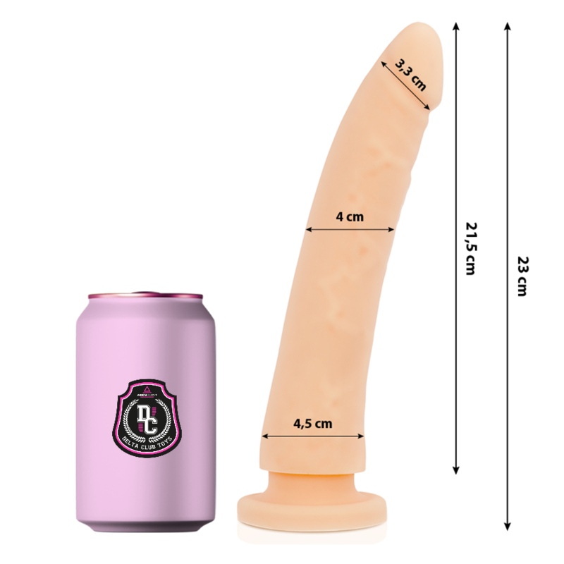 Imagen que nos facilita DELTACLUB de su producto erótico DELTA CLUB - DILDO REALISTA NATURAL SILICONA MEDICA 23 CM -O- 4.5 CM para nuestra categoría "JUGUETES BIENESTAR |Dildos sin Vibración|Penes realisticos".