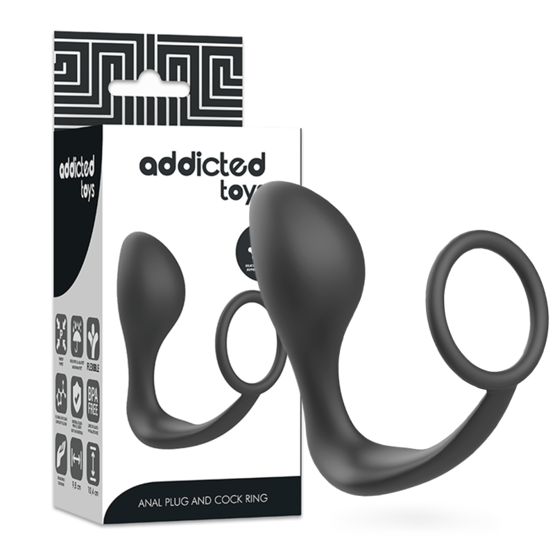 Imagen que nos facilita ADDICTED TOYS de su producto erótico ADDICTED TOYS - PLUG ANAL CON ANILLO SILICONA NEGRO para nuestra categoría "JUGUETES BIENESTAR |Anal|Plugs Anales".