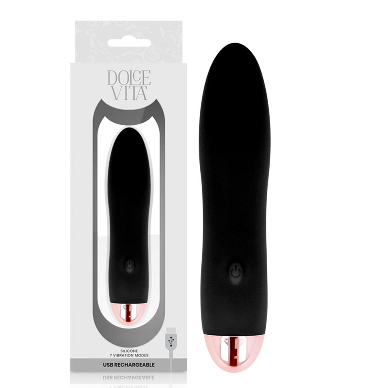 Imagen que nos facilita DOLCE VITA de su producto erótico DOLCE VITA - VIBRADOR RECARGABLE FOUR NEGRO 7 VELOCIDADES para nuestra categoría "JUGUETES BIENESTAR |Vibradores|Mini vibradores".