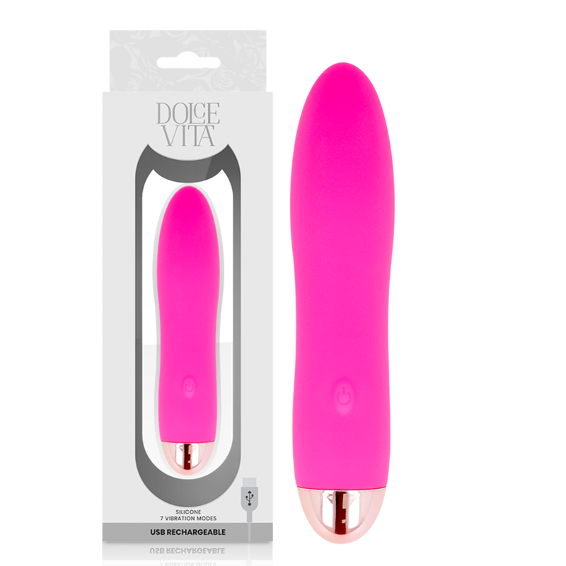 Imagen que nos facilita DOLCE VITA de su producto erótico DOLCE VITA - VIBRADOR RECARGABLE FOUR ROSA 7 VELOCIDADES para nuestra categoría "JUGUETES BIENESTAR |Vibradores|Mini vibradores".