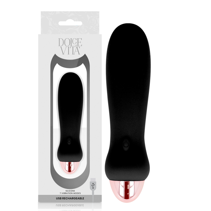 Imagen que nos facilita DOLCE VITA de su producto erótico DOLCE VITA - VIBRADOR RECARGABLE FIVE NEGRO 7 VELOCIDADES para nuestra categoría "JUGUETES BIENESTAR |Vibradores|Mini vibradores".
