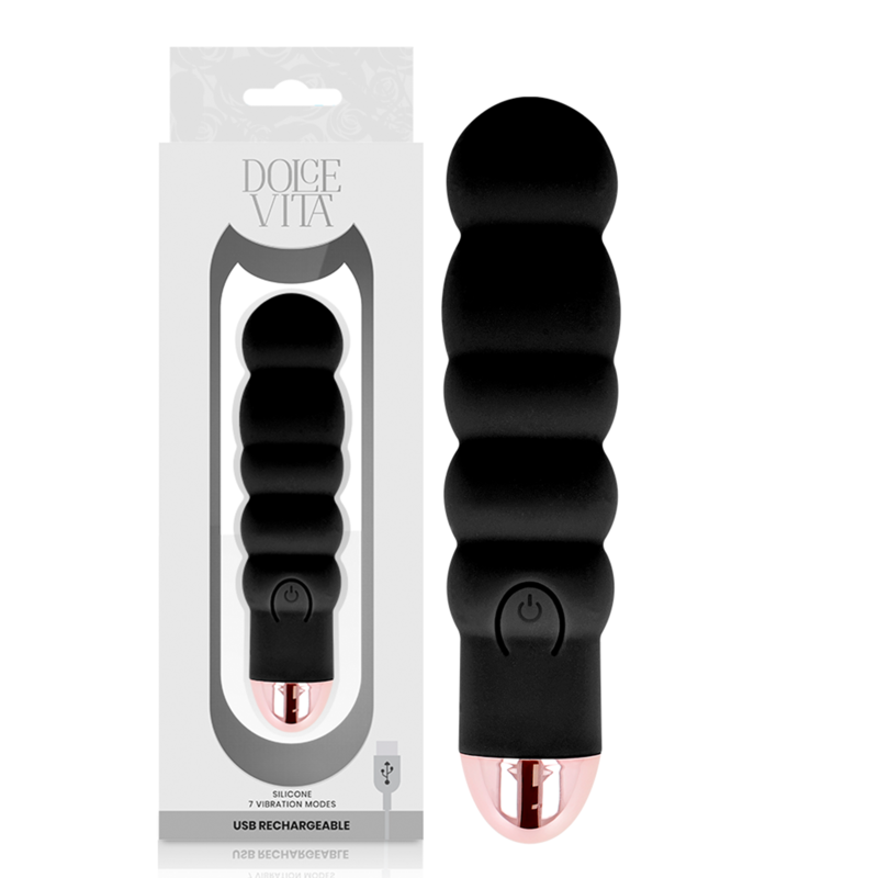 Imagen que nos facilita DOLCE VITA de su producto erótico DOLCE VITA - VIBRADOR RECARGABLE SIX NEGRO 7 VELOCIDADES para nuestra categoría "JUGUETES BIENESTAR |Vibradores|Mini vibradores".