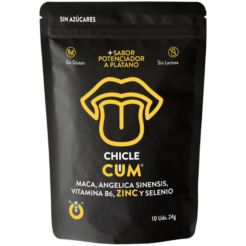 Imagen que nos facilita WUG SEX SENSE de su producto erótico WUG CUM – Chicle funcional con sabor a plátano para potenciar la fertilidad