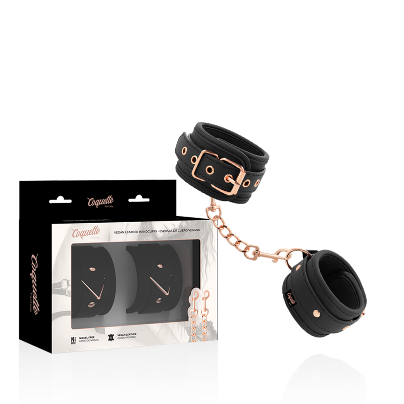 Imagen que nos facilita COQUETTE FANTASY de su producto erótico COQUETTE CHIC DESIRE - FANTASY ESPOSAS PARA MANOS CUERO VEGANO CON FORRO DE NEOPRENO para nuestra categoría "BDSM & BONDAGE |Bondage|Esposas".