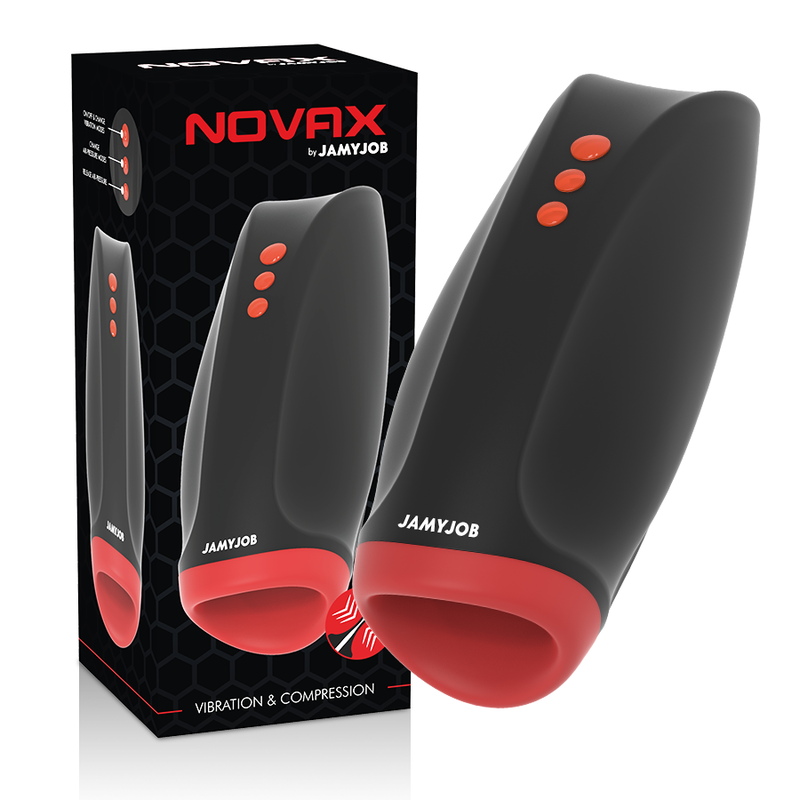 Imagen que nos facilita JAMYJOB de su producto erótico JAMYJOB - NOVAX MASTURBADOR CON VIBRACIÓN Y COMPRESIÓN para nuestra categoría "JUGUETES BIENESTAR |Juguetes para Hombres|Masturbadores varios".