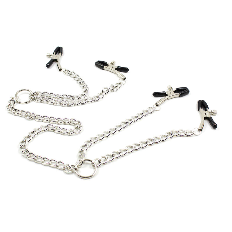 Imagen que nos facilita OHMAMA FETISH de su producto erótico OHMAMA FETISH - 4 PINZAS PEZONES CON CADENAS para nuestra categoría "BDSM & BONDAGE |Artículos BDSM|Pinzas Pezones BDSM".