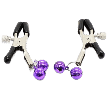 Imagen que nos facilita OHMAMA FETISH de su producto erótico OHMAMA FETISH - PINZAS PEZONES CON CASCABEL LILA para nuestra categoría "BDSM & BONDAGE |Artículos BDSM|Pinzas Pezones BDSM".