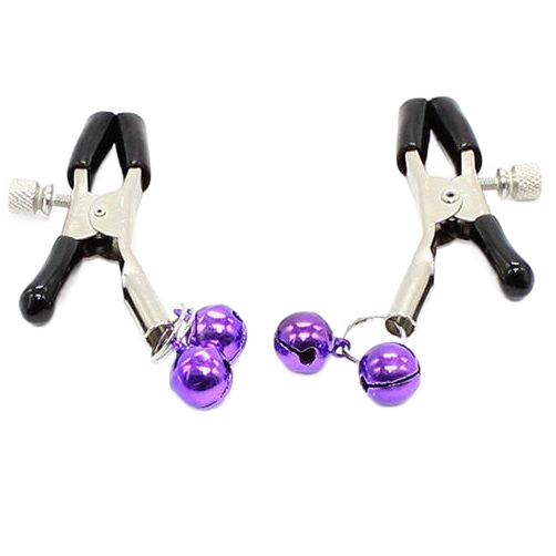 Imagen que nos facilita OHMAMA FETISH de su producto erótico OHMAMA FETISH - PINZAS PEZONES CON CASCABEL LILA para nuestra categoría "BDSM & BONDAGE |Artículos BDSM|Pinzas Pezones BDSM".