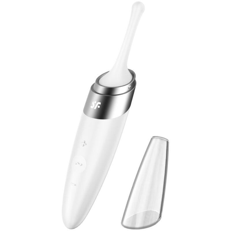 Imagen que nos facilita SATISFYER VIBRATOR de su producto erótico SATISFYER - TWIRLING DELIGHT ESTIMULADOR CLITORIS BLANCO para nuestra categoría "JUGUETES BIENESTAR |Juguetes para Mujeres|Estimuladores|Para Clítoris".