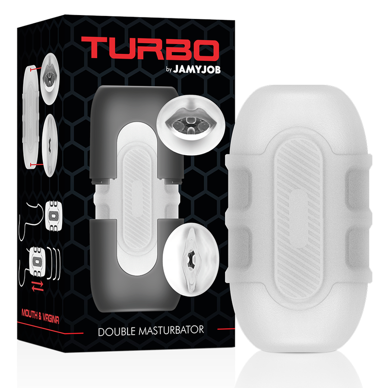 Imagen que nos facilita JAMYJOB de su producto erótico JAMYJOB - TURBO MASTURBADOR DOBLE para nuestra categoría "JUGUETES BIENESTAR |Juguetes para Hombres|Vaginas con vibración".