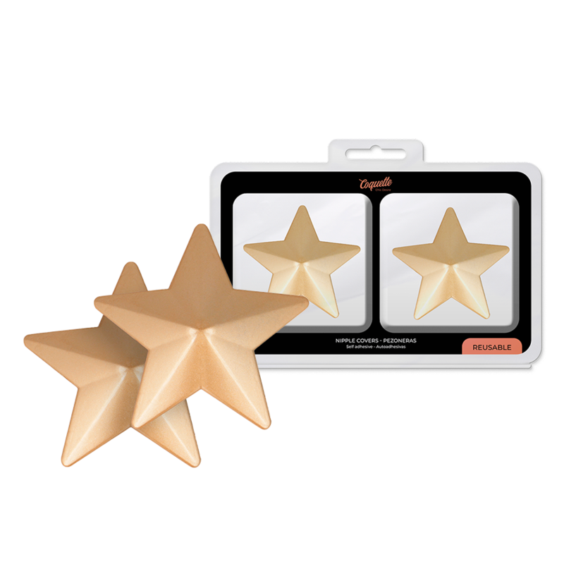 Imagen que nos facilita COQUETTE ACCESSORIES de su producto erótico COQUETTE CHIC DESIRE - CUBRE PEZONES METAL ESTRELLAS para nuestra categoría "MODA & LENCERÍA|Lencería Mujer|Accesorios|Pezoneras".