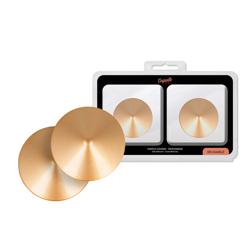 Imagen que nos facilita COQUETTE ACCESSORIES de su producto erótico COQUETTE CHIC DESIRE - CUBRE PEZONES METAL CIRCULOS DORADOS para nuestra categoría "MODA & LENCERÍA|Lencería Mujer|Accesorios|Pezoneras".