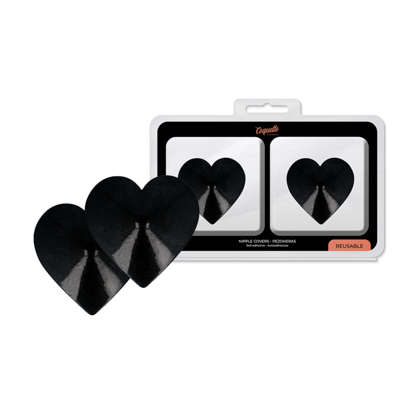 Imagen que nos facilita COQUETTE ACCESSORIES de su producto erótico COQUETTE CHIC DESIRE - CUBRE PEZONES METAL CORAZONES NEGROS para nuestra categoría "MODA & LENCERÍA|Lencería Mujer|Accesorios|Pezoneras".