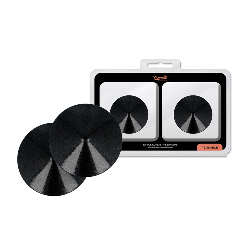 Imagen que nos facilita COQUETTE ACCESSORIES de su producto erótico COQUETTE CHIC DESIRE - CUBRE PEZONES METAL CIRCULOS NEGROS para nuestra categoría "MODA & LENCERÍA|Lencería Mujer|Accesorios|Pezoneras".