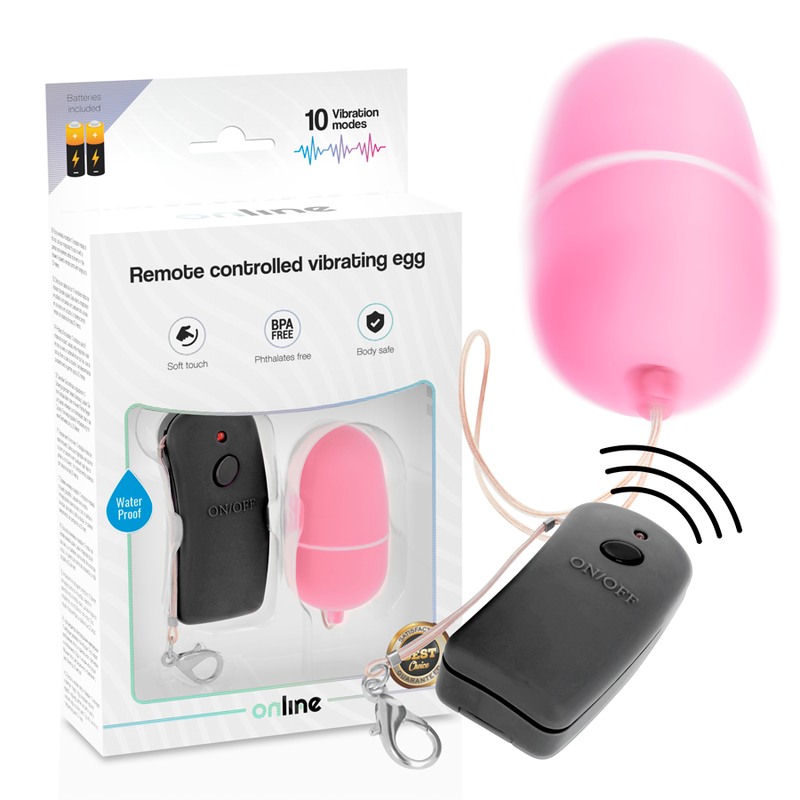 Imagen que nos facilita ONLINE de su producto erótico ONLINE - HUEVO VIBRADOR CON MANDO CONTROL REMOTO ROSA para nuestra categoría "JUGUETES BIENESTAR |Vibradores|Vibradores control remoto".