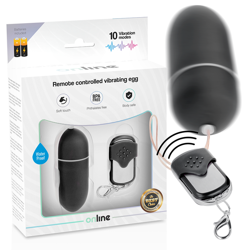 Imagen que nos facilita ONLINE de su producto erótico ONLINE - HUEVO VIBRADOR CONTROL REMOTO L NEGRO para nuestra categoría "JUGUETES BIENESTAR |Vibradores|Vibradores control remoto".