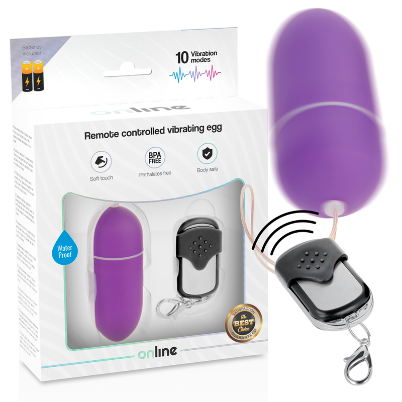 Imagen que nos facilita ONLINE de su producto erótico ONLINE - HUEVO VIBRADOR CONTROL REMOTO L LILA para nuestra categoría "JUGUETES BIENESTAR |Vibradores|Vibradores control remoto".