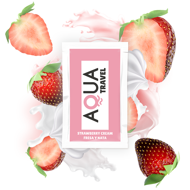 Imagen que nos facilita AQUA TRAVEL de su producto erótico AQUA TRAVEL - LUBRICANTE BASE AGUA SABOR FRESA Y NATA 6 ML para nuestra categoría "DROGUERÍA |Lubricantes|Monodosis".