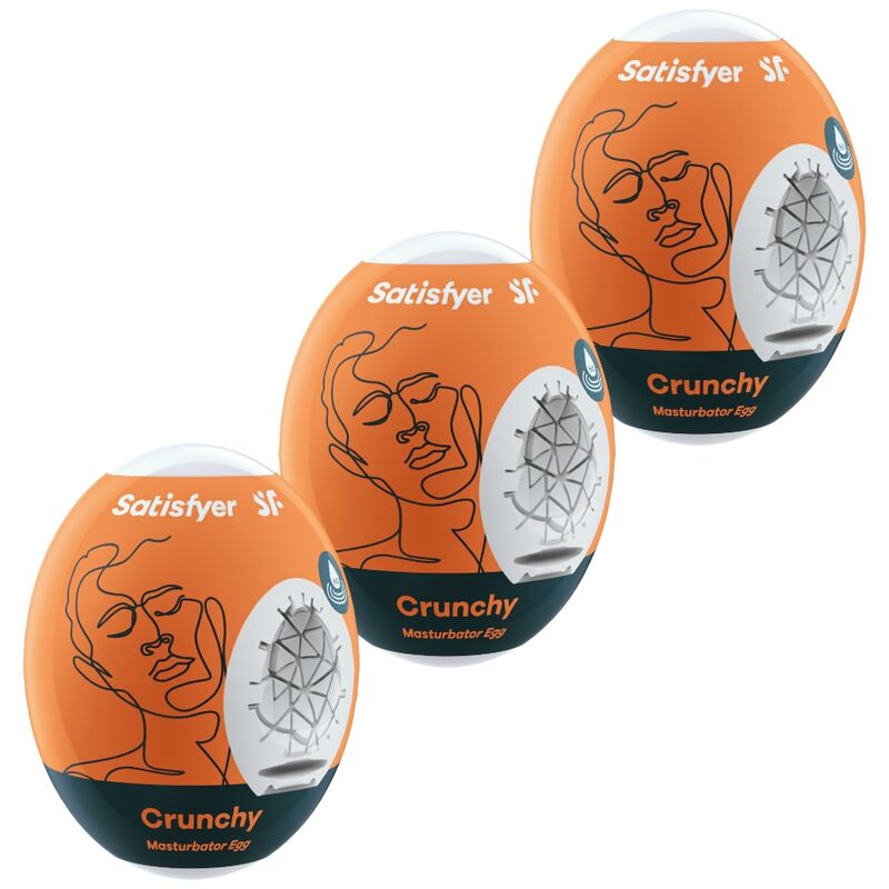 Imagen que nos facilita SATISFYER EGGS de su producto erótico SATISFYER - 3 HUEVOS MASTURBADORES CRUNCHY para nuestra categoría "JUGUETES BIENESTAR |Kits juguetes sexuales".